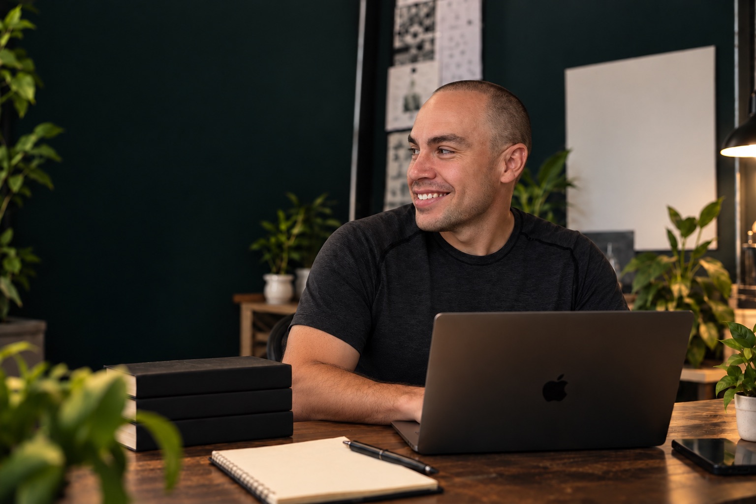 Trevor Greenleaf at his desk